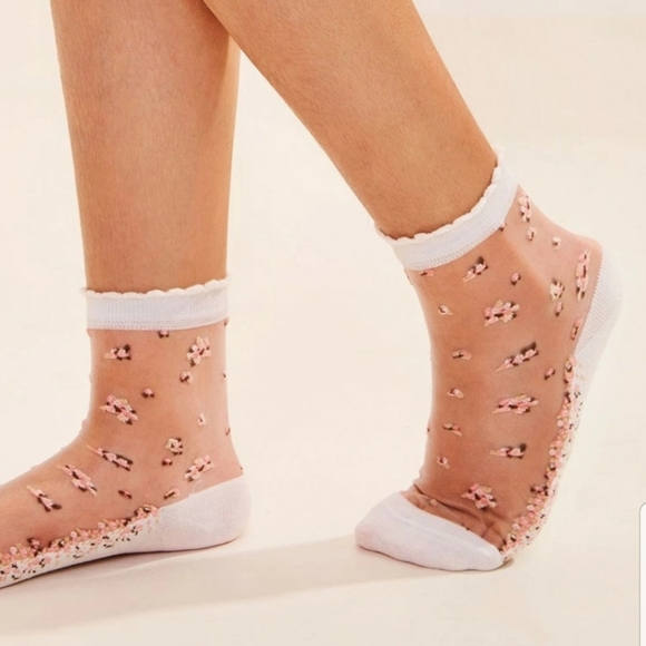 Floral Sheer Fashion Socks - Picture 2 of 4